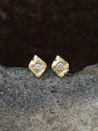 Redwood Leaf Diamond Studs 14k Gold