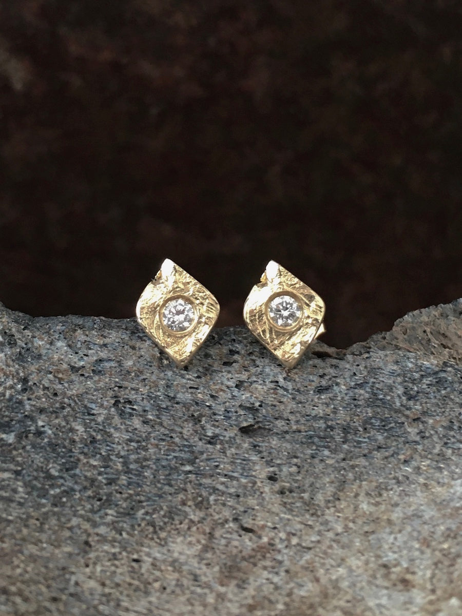 Redwood Leaf Diamond Studs 14k Gold
