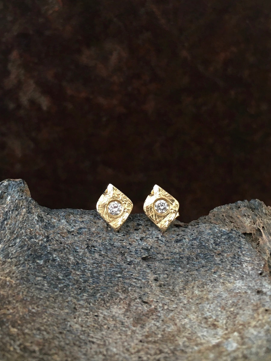 Redwood Leaf Diamond Studs 14k Gold