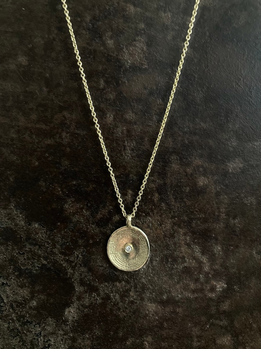 Spiral Circle Diamond Pendant 14k Gold