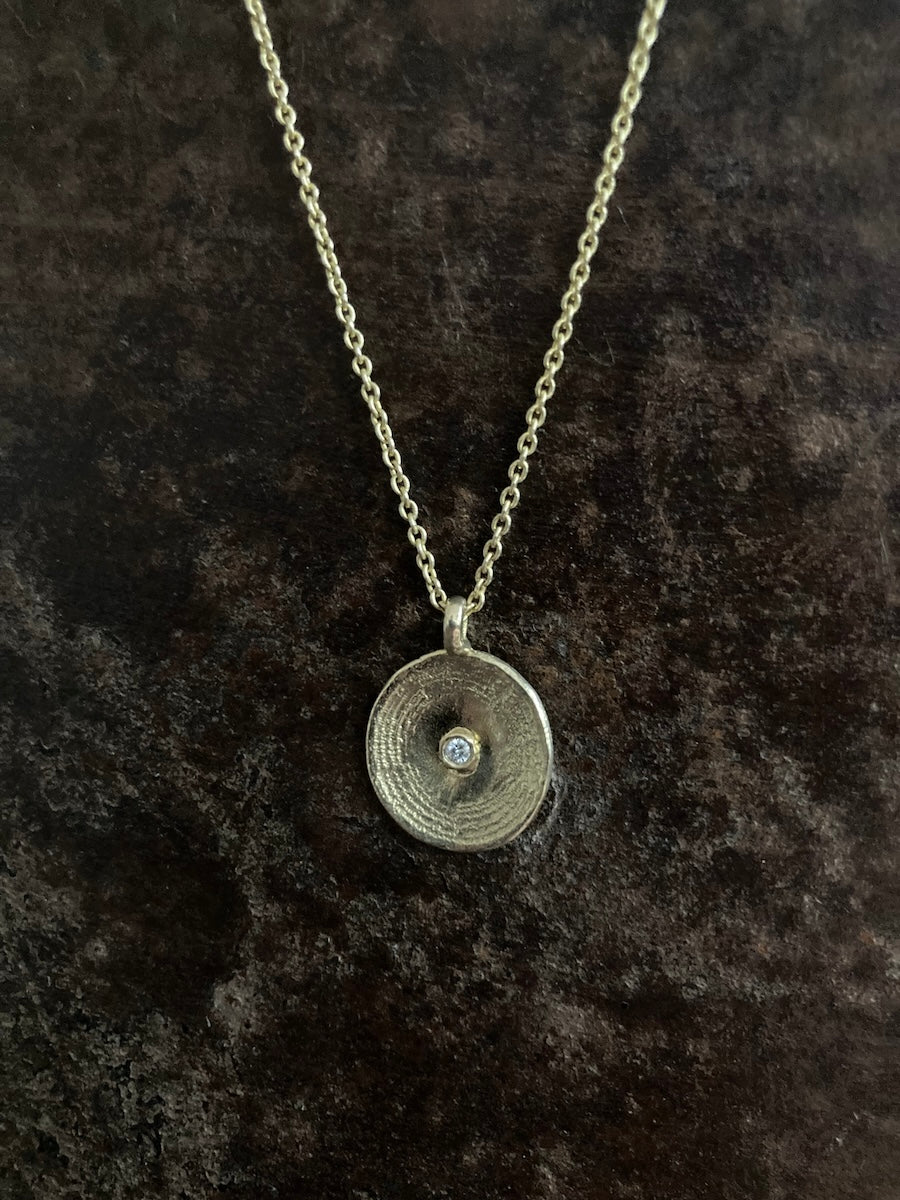 Spiral Circle Diamond Pendant 14k Gold