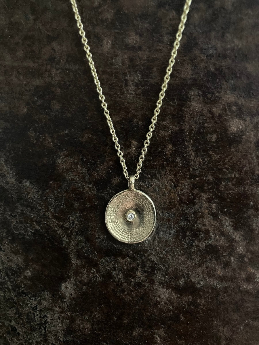 Spiral Circle Diamond Pendant 14k Gold