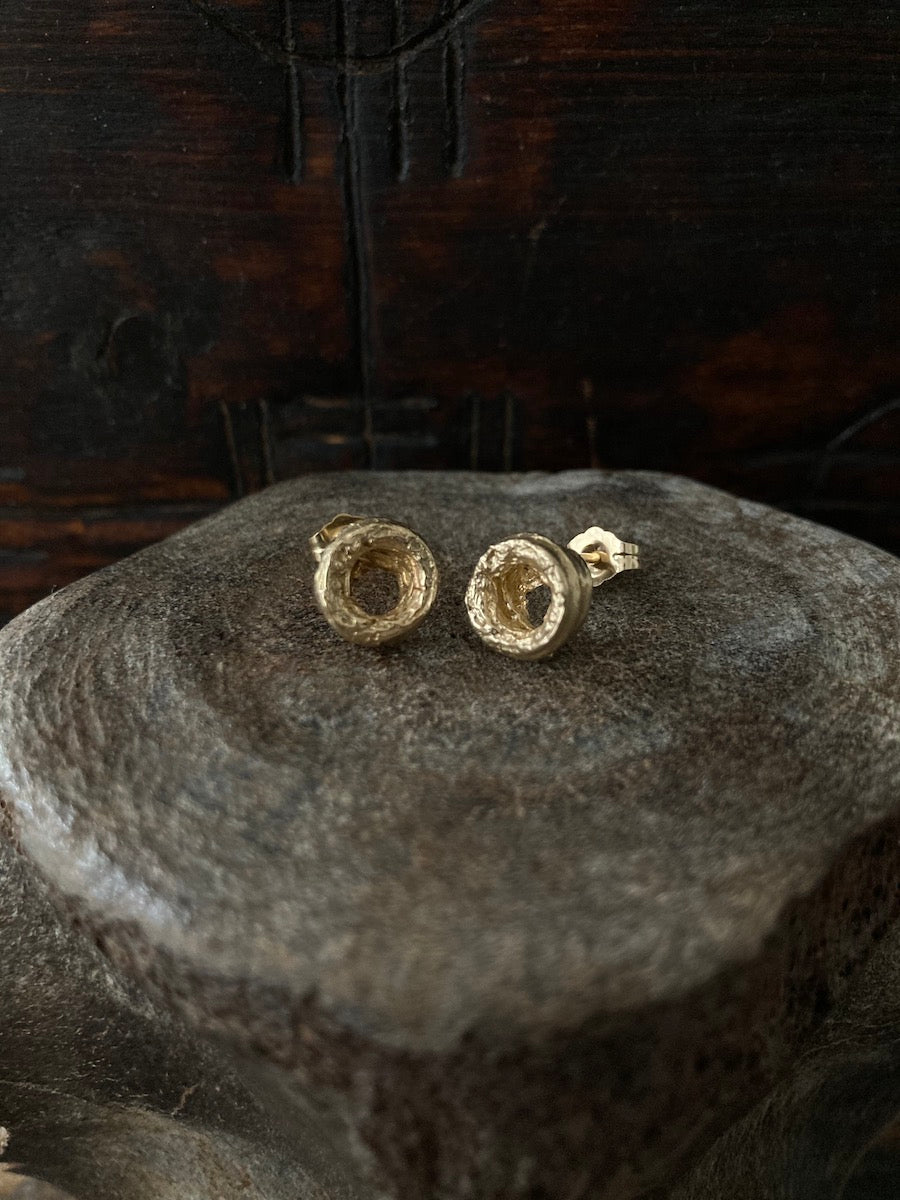 Spun Circle Thick Studs 14k Gold