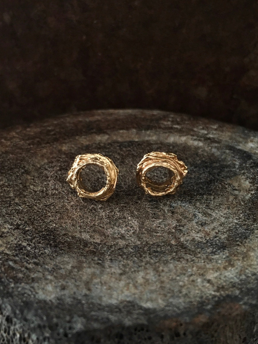 Spun Circle Thin Studs 14k Gold