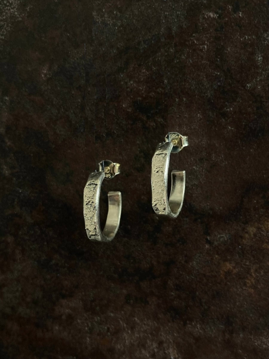 Stone Hoop Earrings 14k Gold