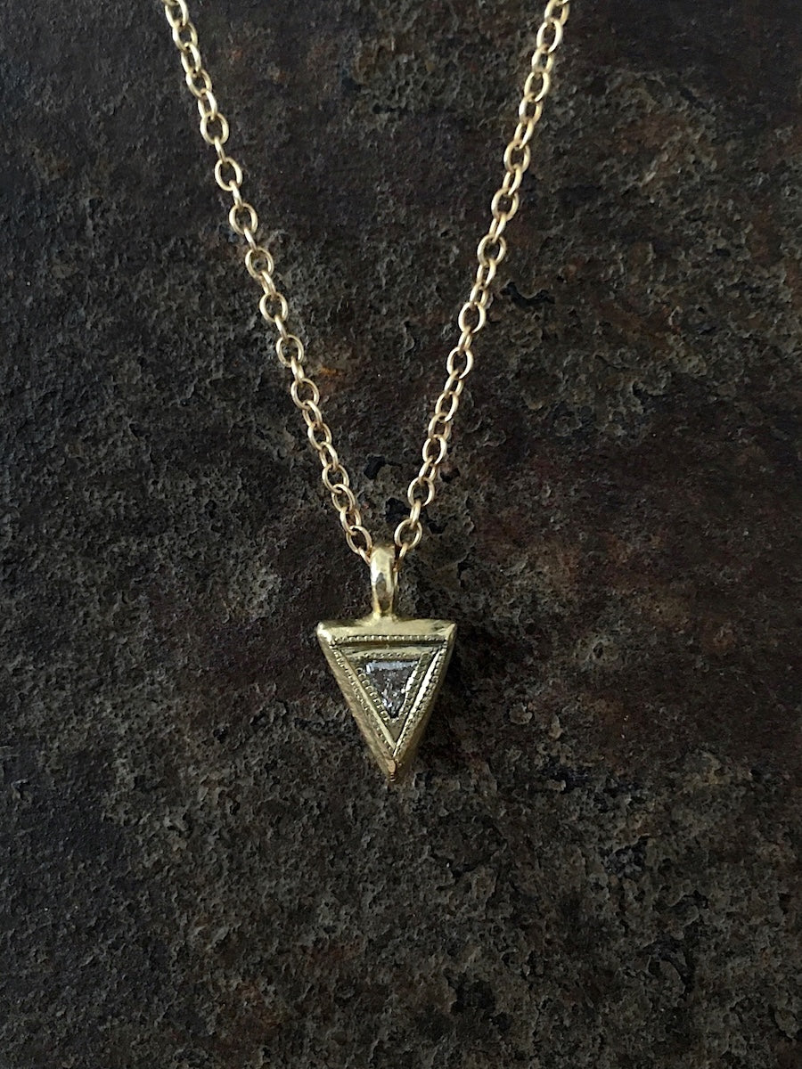 Tri Diamond Pendant 14k Gold