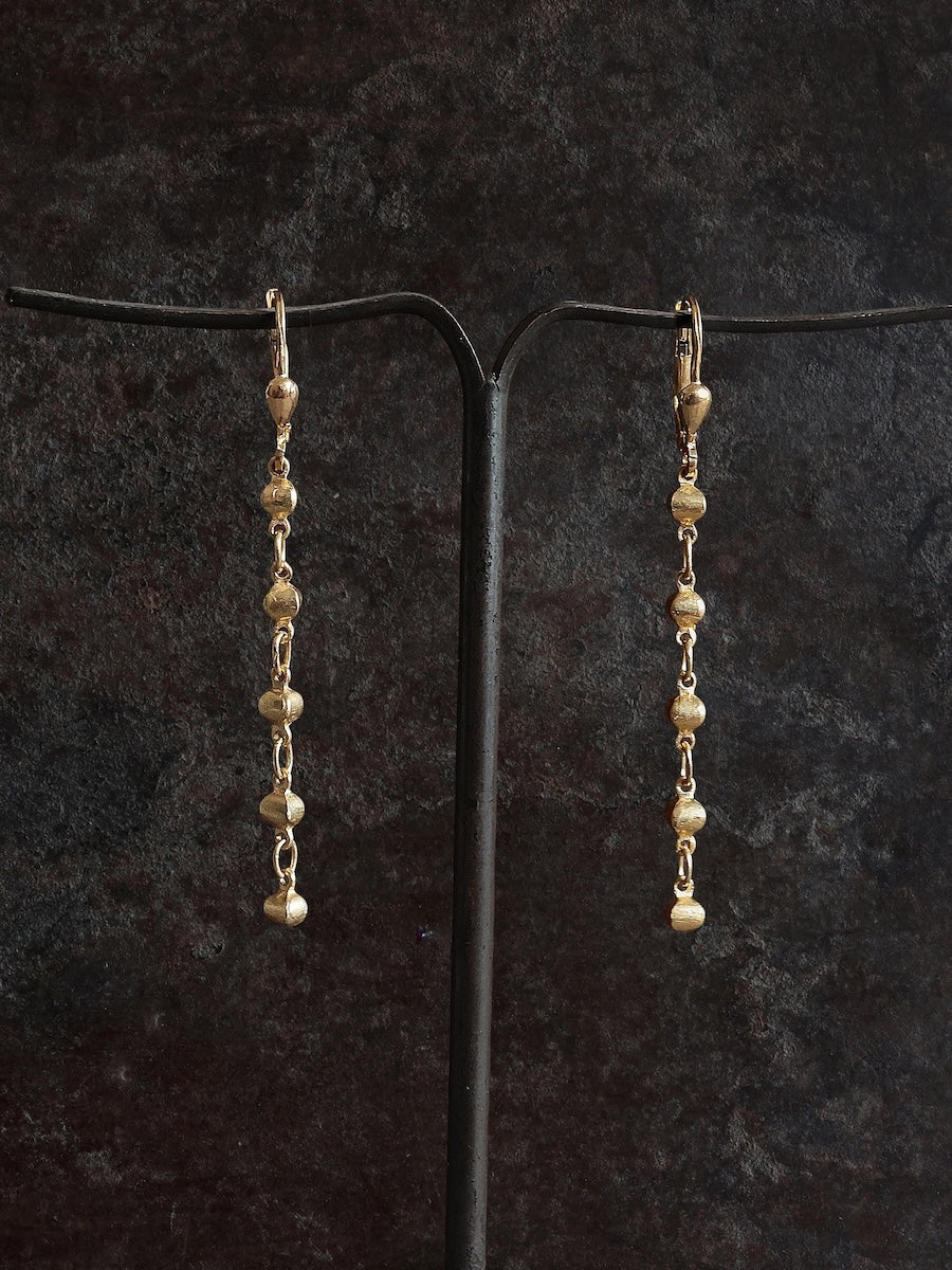 Gold Nugget Drop Earrings 14k Gold