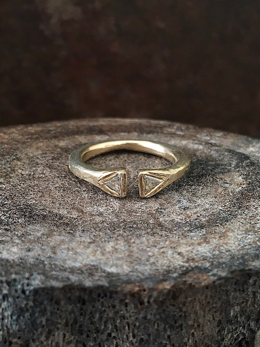 Deco Split-front Diamond Ring 14k Gold